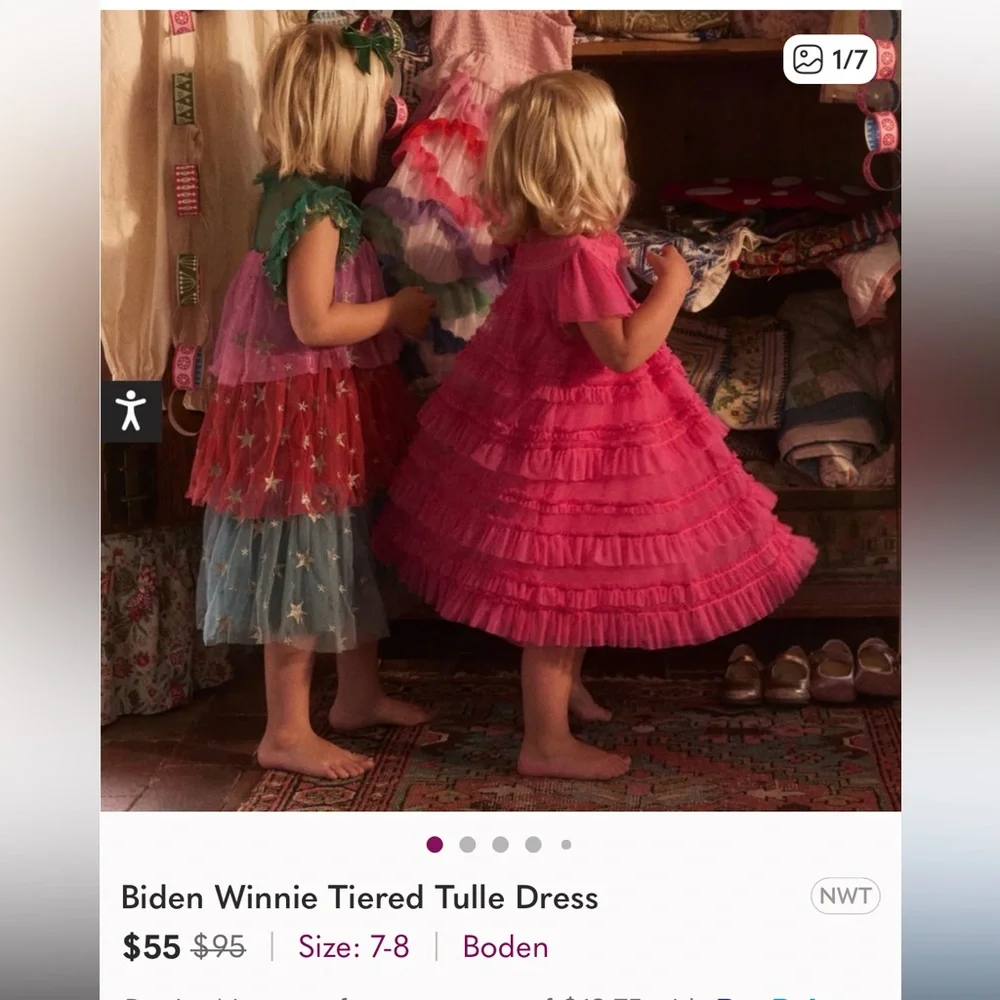 Mini Boden Pink Ruffle Dress - 11/12 - Picture 5 of 6